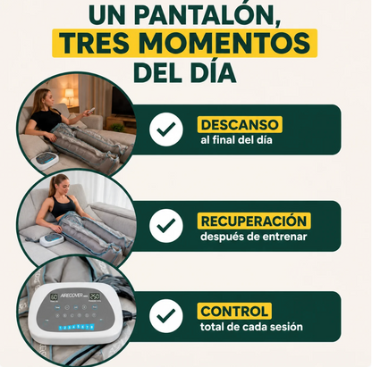 Airecover Med 8.0 – Presoterapia profesional de los pies al abdomen, en tu sofá