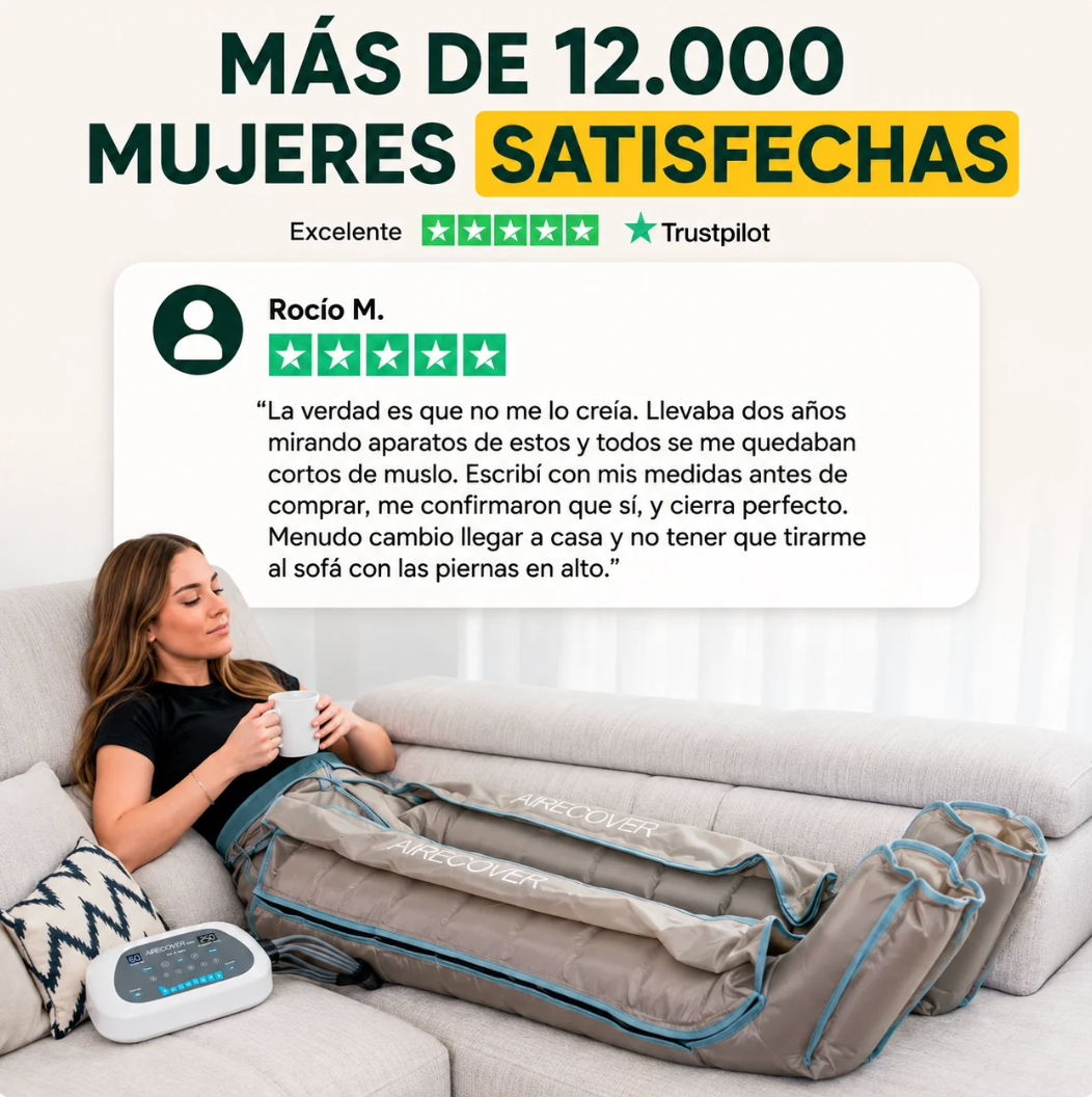 Airecover Med 8.0 – Presoterapia profesional de los pies al abdomen, en tu sofá