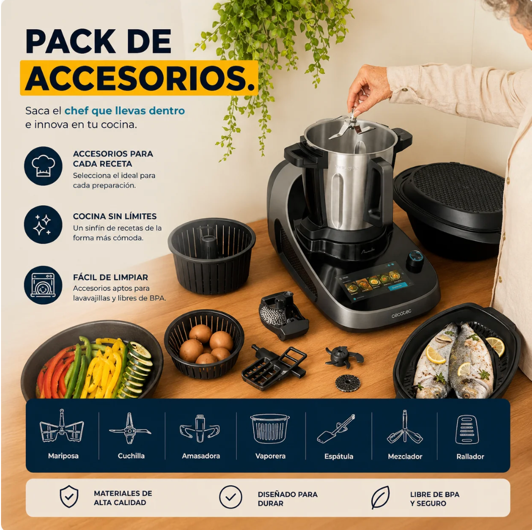 Mambo Cooking Victory – Robot de Cocina Multifunción con Dispensador Inteligente, 45 Funciones y Jarra Victory 4,5L