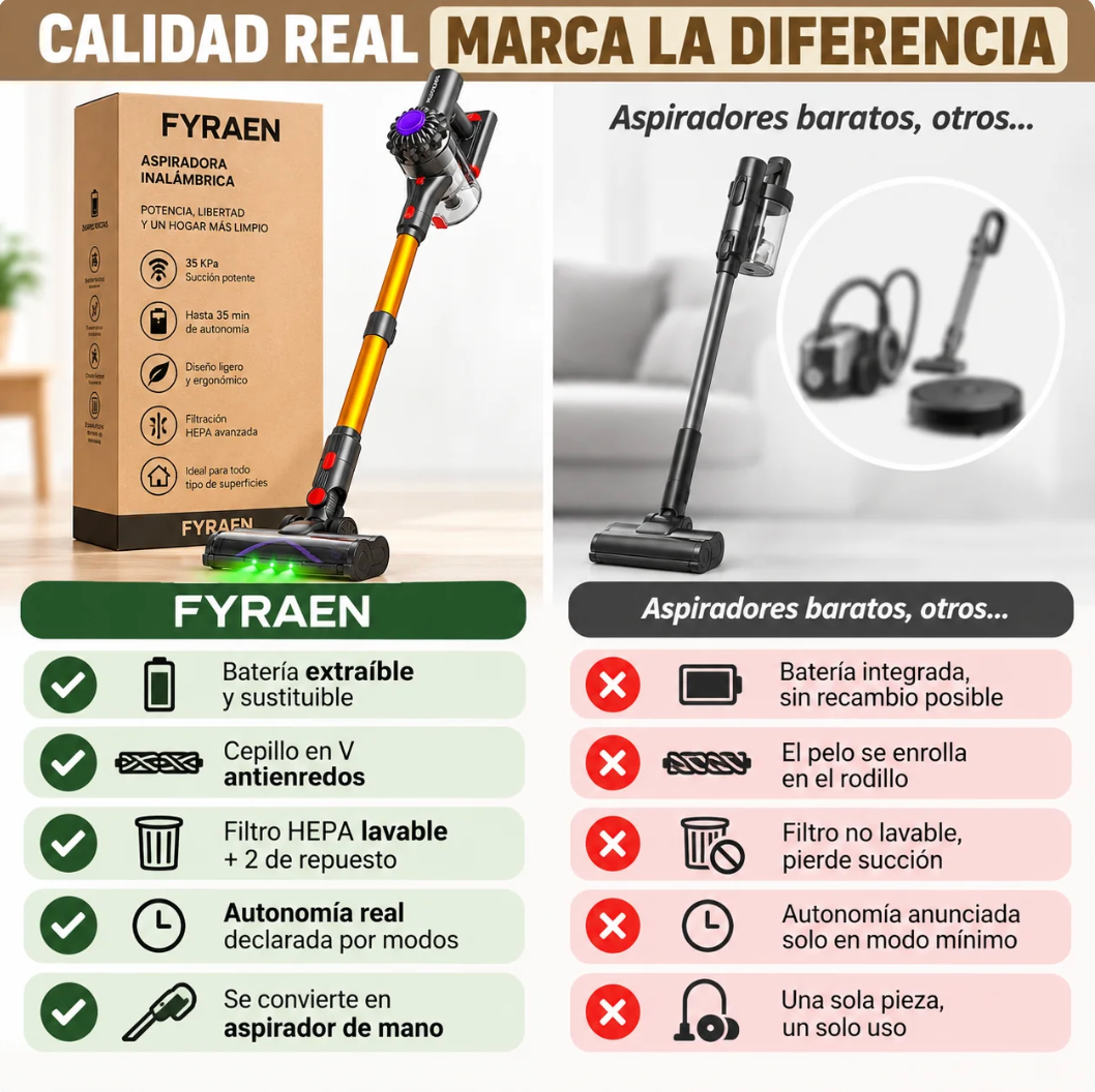 FYRAEN V15 – Aspira toda tu casa sin un solo cable