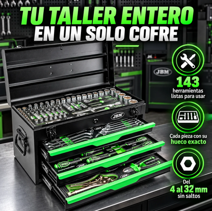 Caja de Herramientas JBM 143 Piezas – Tu taller entero en un solo cofre