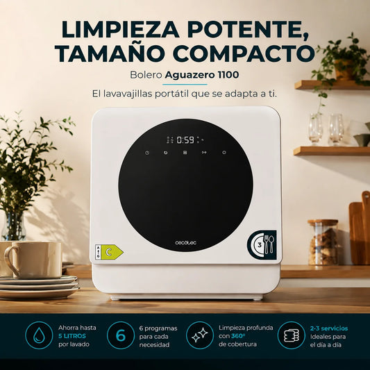 Cecotec Bolero Aguazero 1100 – Mini Lavavajillas Portátil y Compacto