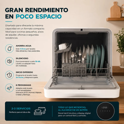 Cecotec Bolero Aguazero 1100 – Mini Lavavajillas Portátil y Compacto