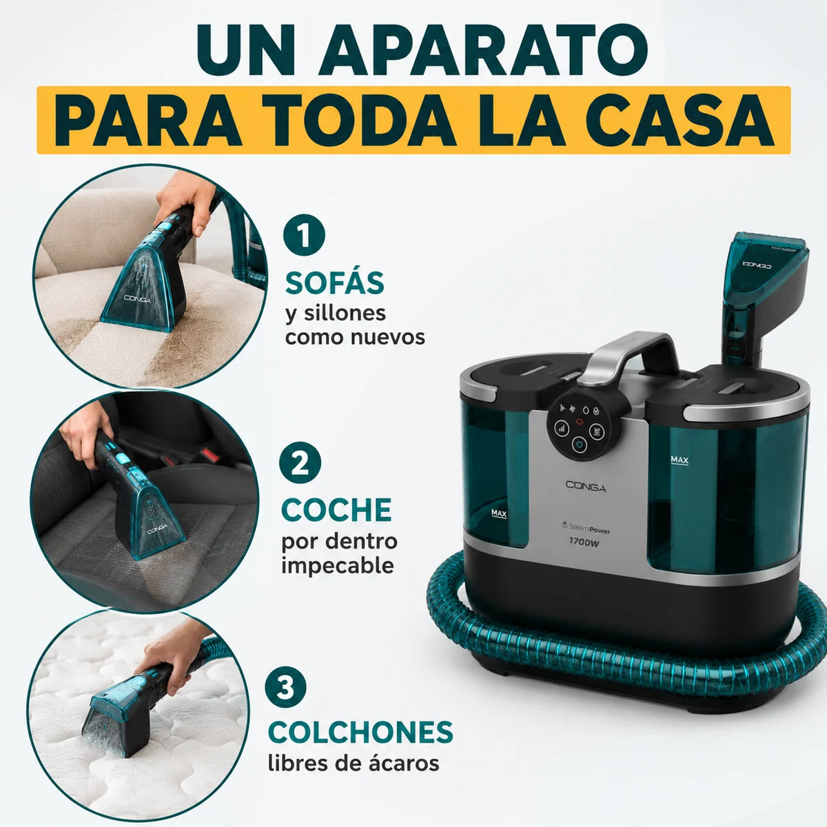 Conga 7000 Carpet&Spot Clean Steam XXL Pro – Deja tus sofás como el primer día
